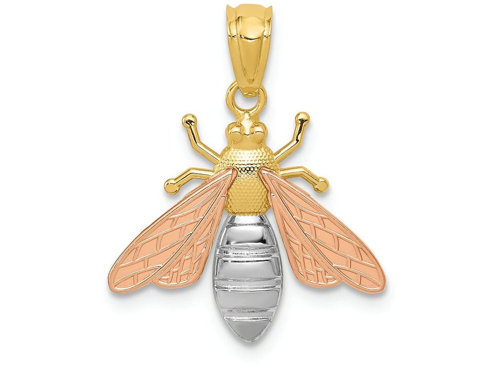 FJC Finejewelers 14k Yellow Rose Gold with with Rhodium Polished Bee Charm