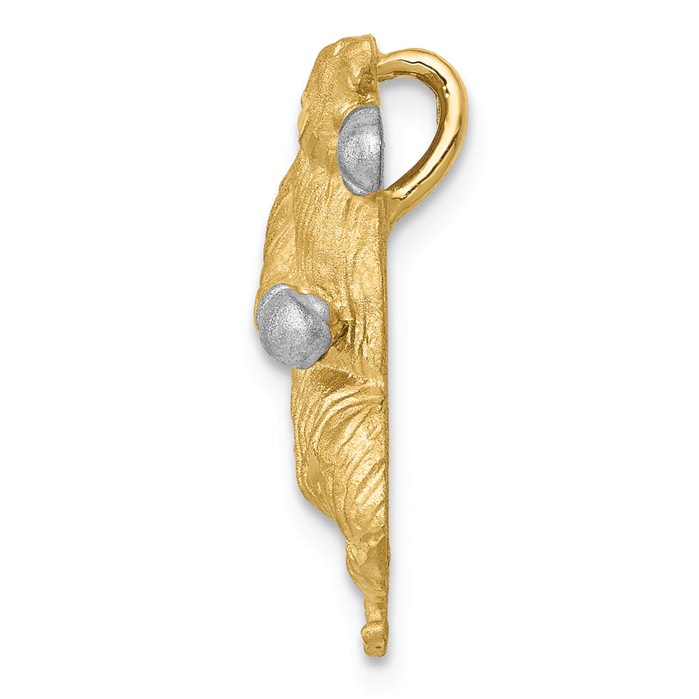 FJC Finejewelers 14k Yellow Gold with Rhodium Satin Bright Cut Boxing Bear Chain Slide Charm