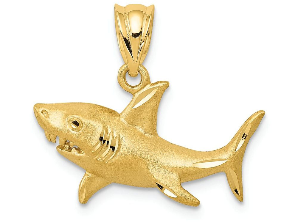 FJC Finejewelers 14k Yellow Gold Satin Bright Cut Shark Charm