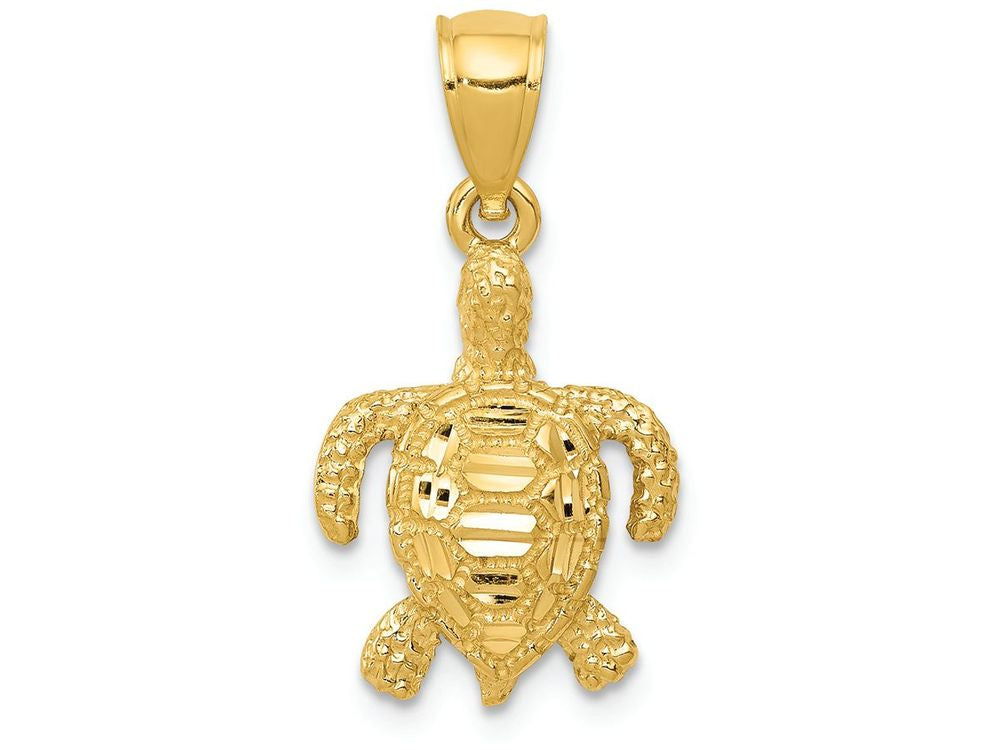 FJC Finejewelers 14k Yellow Gold Polished And Textured Bright Cut Sea Turtle Charm