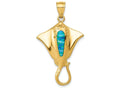 FJC Finejewelers 14k Yellow Gold Polished with Created Blue Opal Stingray Charm