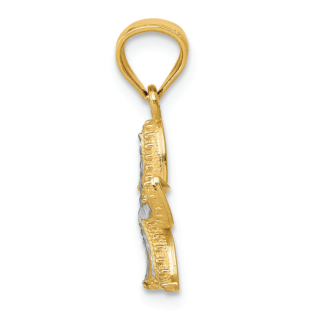FJC Finejewelers 14k Yellow Gold with with Rhodium Bright Cut Starfish Charm