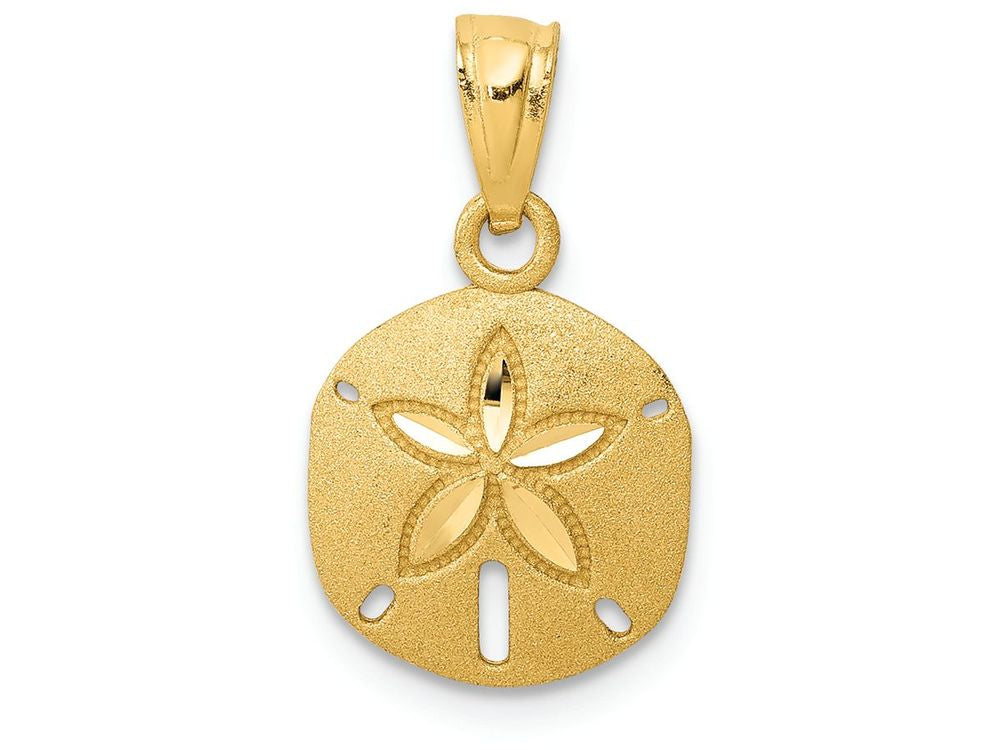 FJC Finejewelers 14k Yellow Gold Satin Bright Cut Sand Dollar Charm