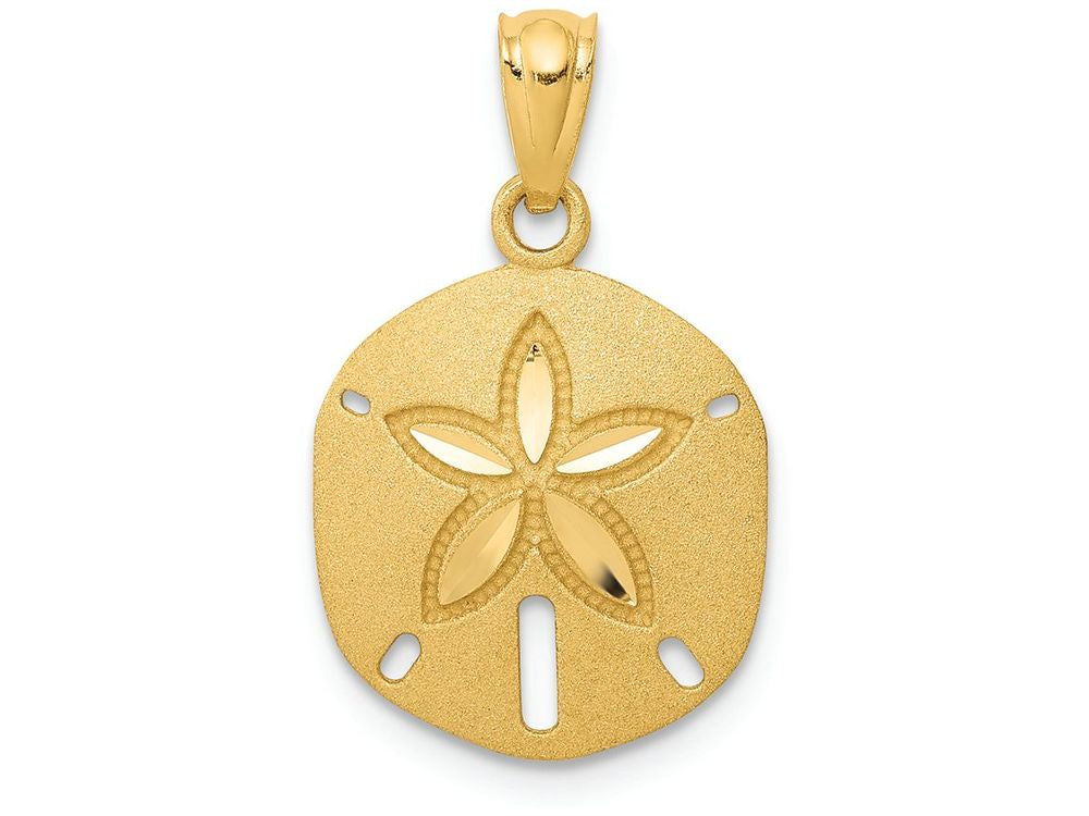 FJC Finejewelers 14k Yellow Gold Satin Bright Cut Sand Dollar Charm