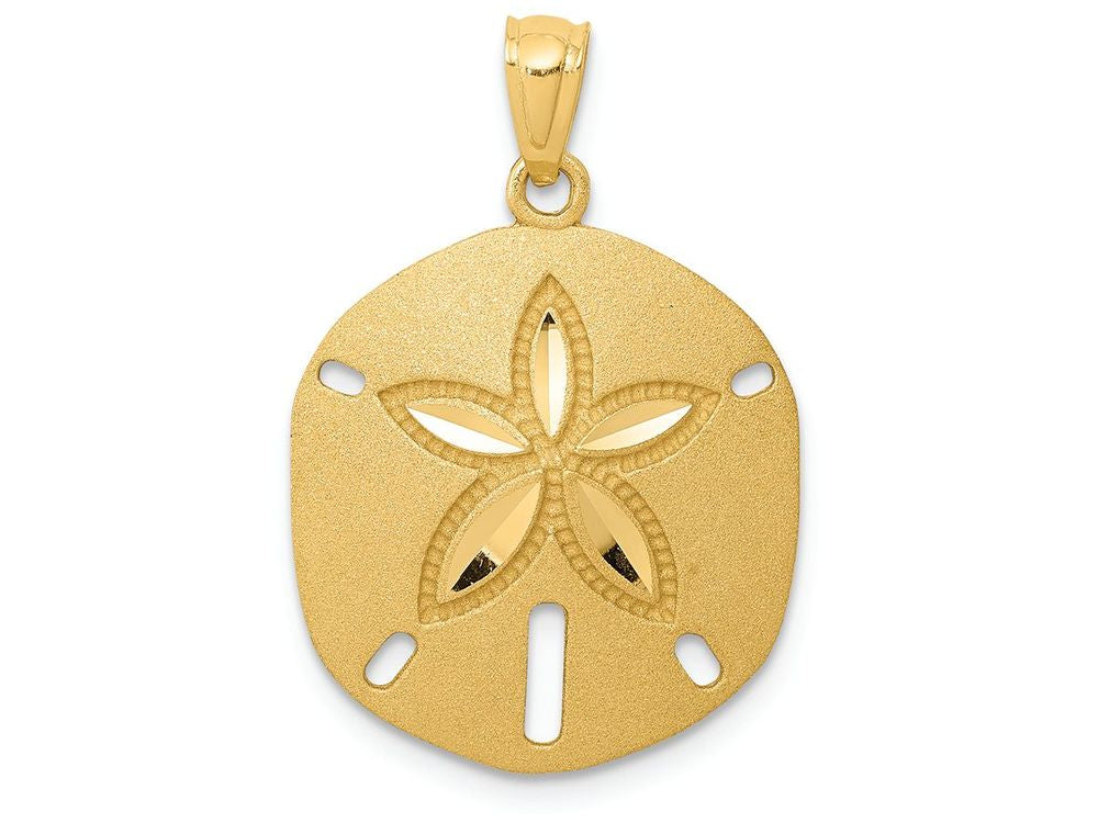 FJC Finejewelers 14k Yellow Gold Satin Bright Cut Sand Dollar Charm