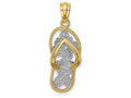 FJC Finejewelers 14k Yellow Gold with with Rhodium Polished Floral Flip Flop Charm