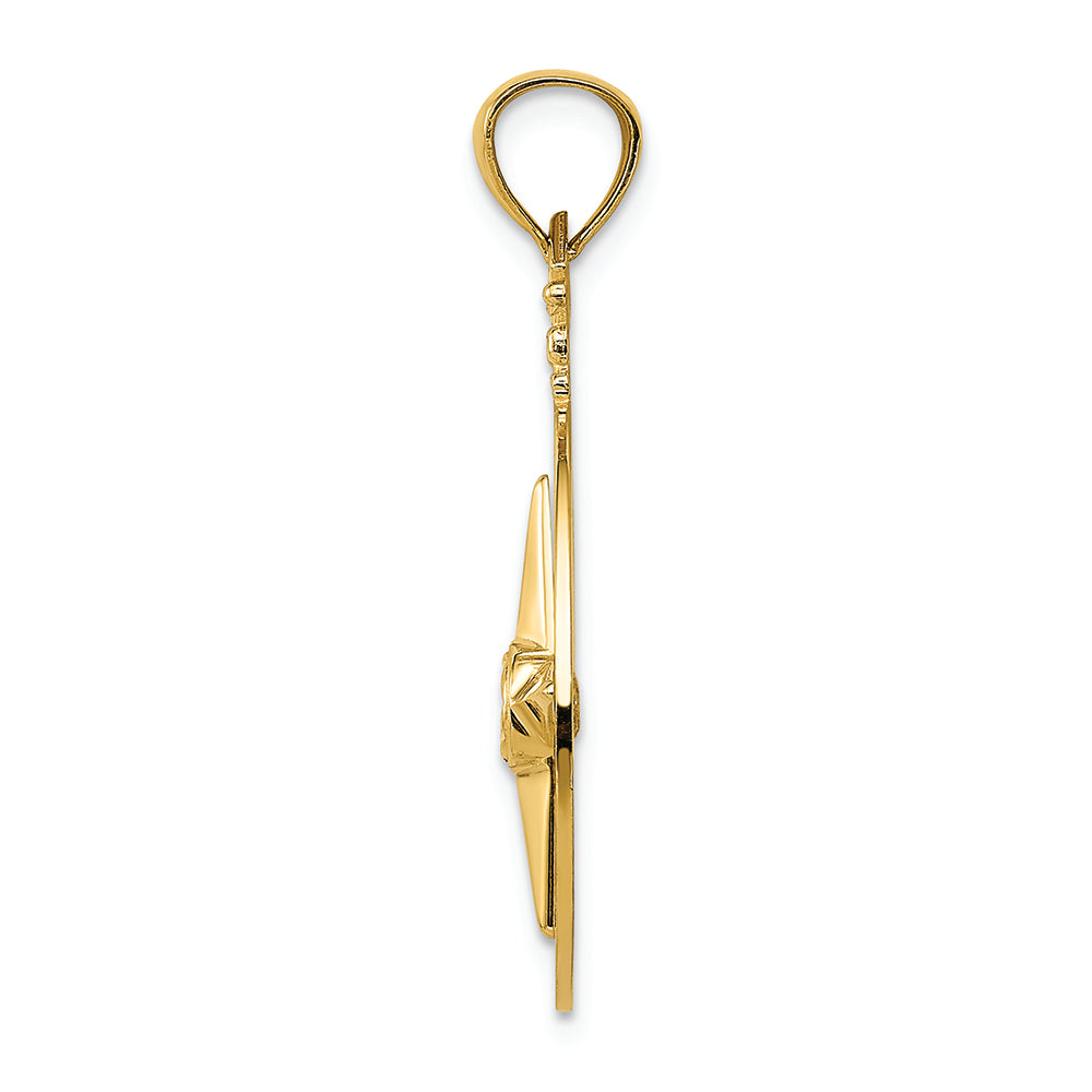 FJC Finejewelers 14k Yellow Gold Bright Cut Polished Compass Charm