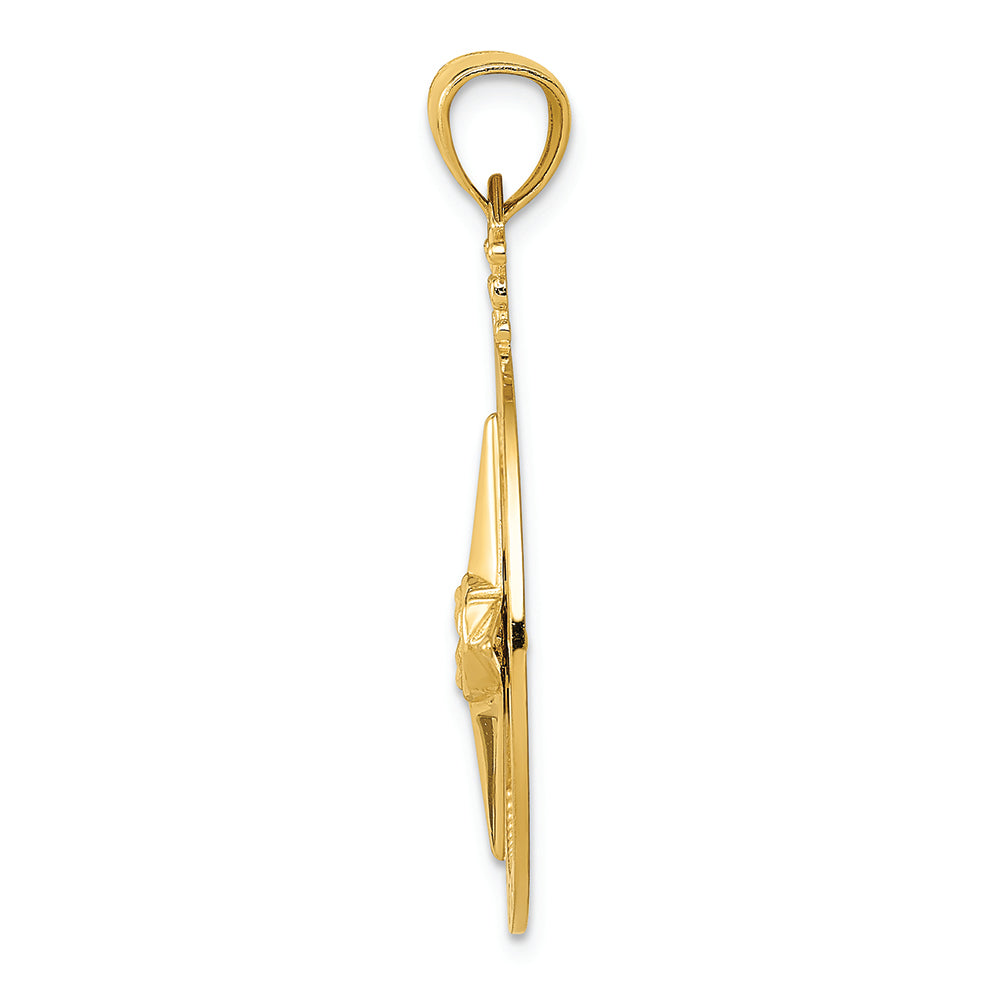 FJC Finejewelers 14k Yellow Gold Bright Cut Polished Satin Compass Charm