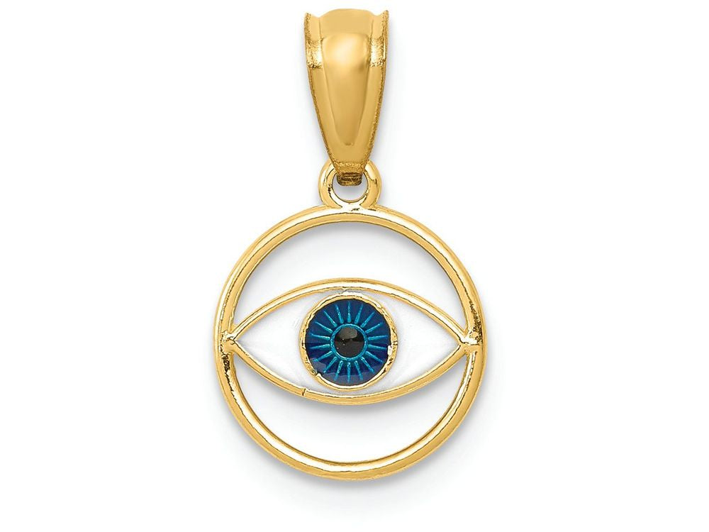 FJC Finejewelers 14k Yellow Gold Polished Enameled Eye Charm