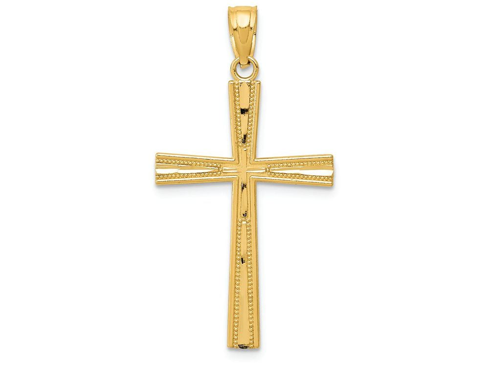 FJC Finejewelers 14k Yellow Gold Reversible Satinbright Cut Cross Charm