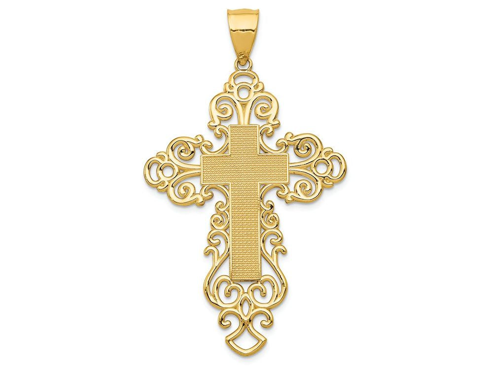 FJC Finejewelers 14k Yellow Gold Polished Fancy Cross Charm