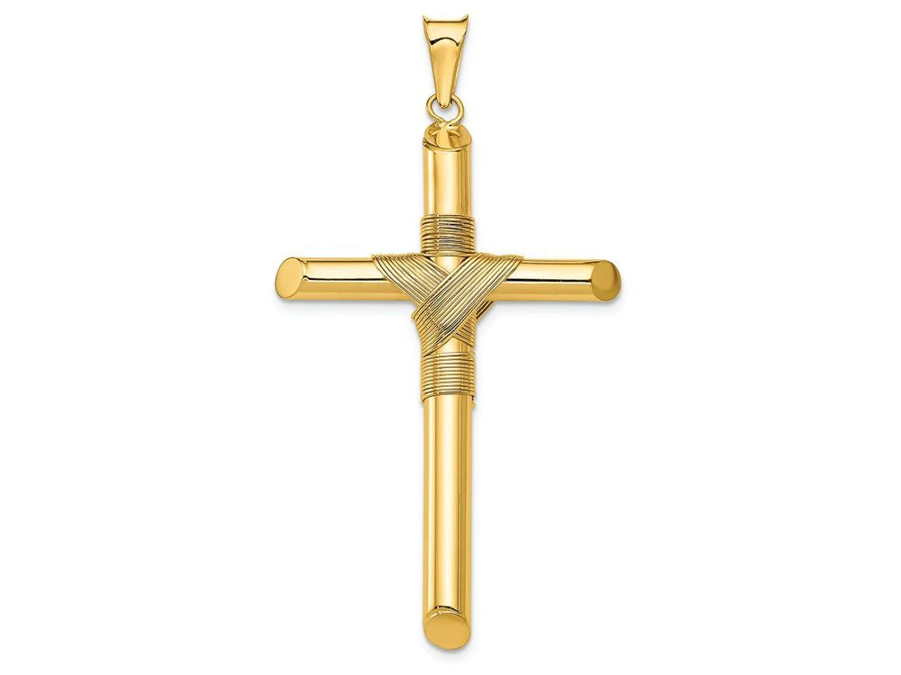 FJC Finejewelers 14k Yellow Gold Polished Tube Cross Charm