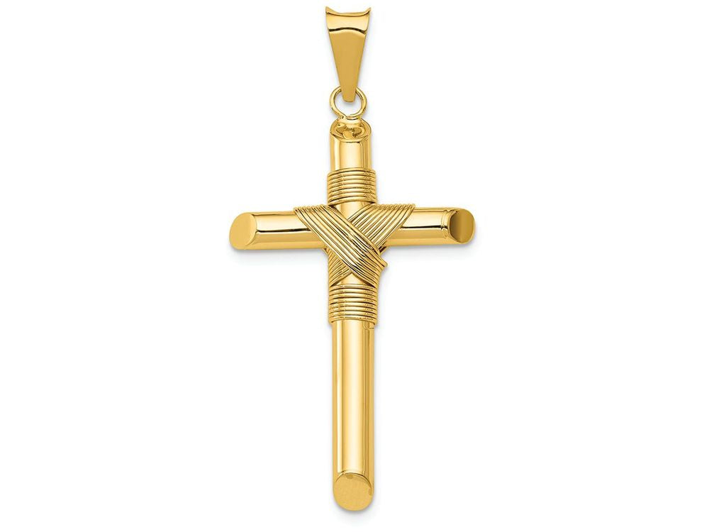 FJC Finejewelers 14k Yellow Gold Polished Tube Cross Charm
