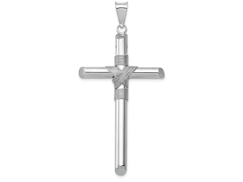 FJC Finejewelers 14k White Gold Polished Tube Cross Charm
