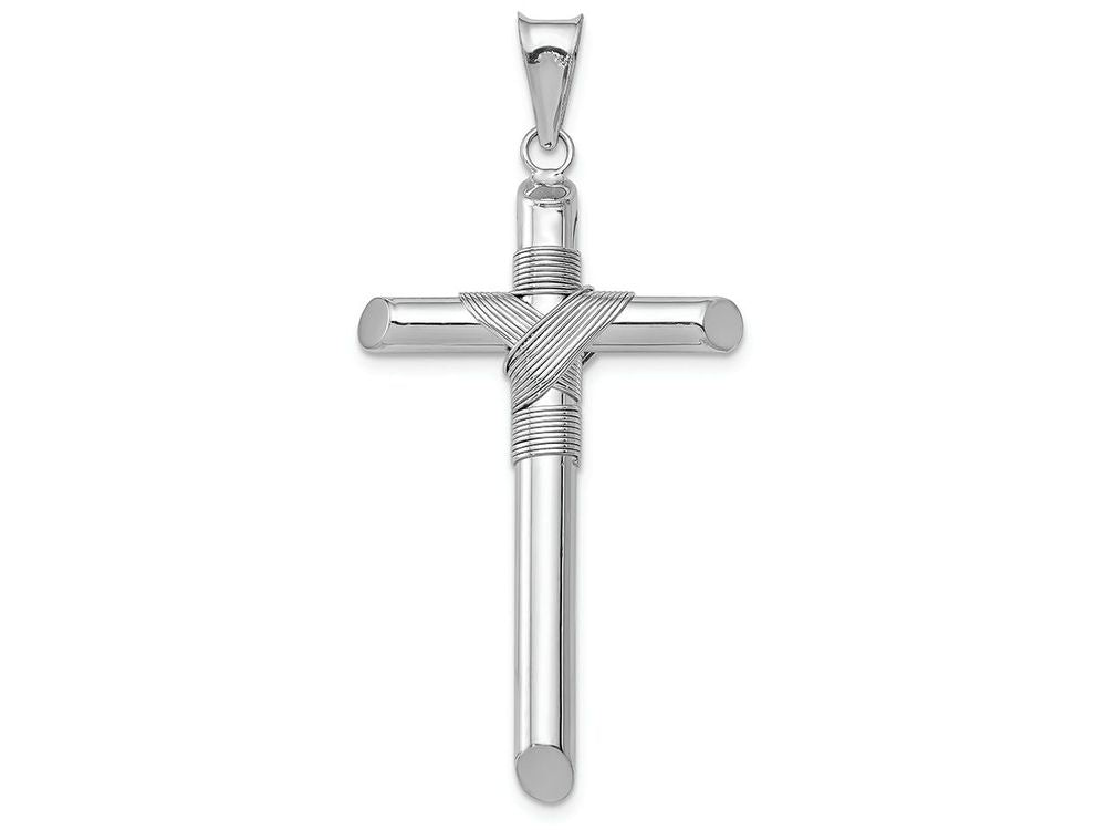 FJC Finejewelers 14k White Gold Polished Tube Cross Charm