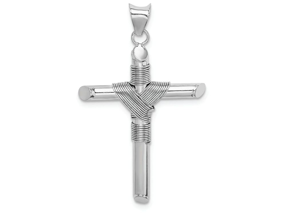 FJC Finejewelers 14k White Gold Polished Tube Cross Charm