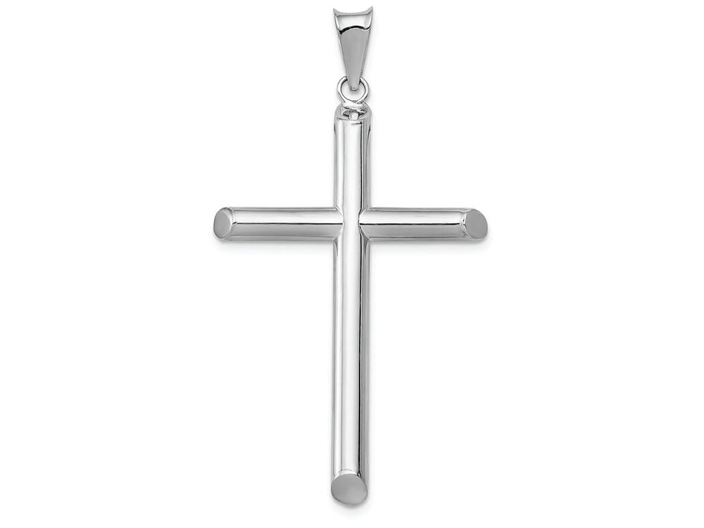 FJC Finejewelers 14k White Gold Polished Tube Cross Charm