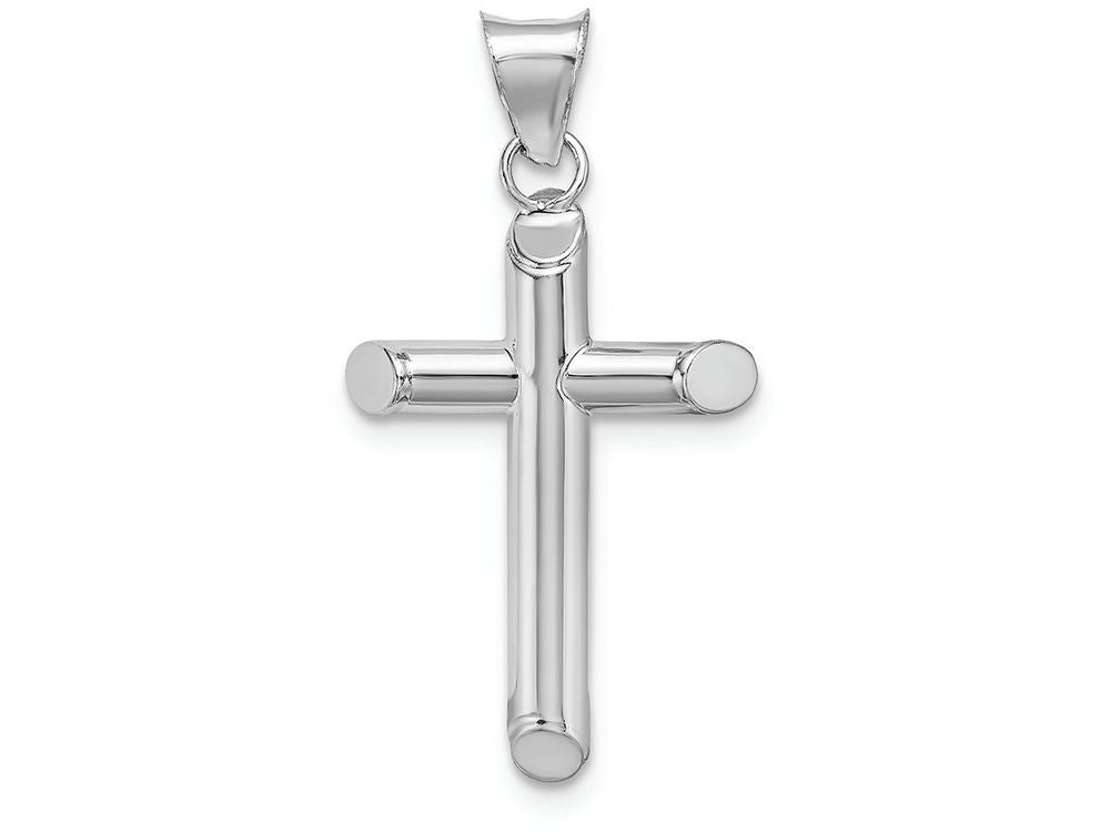 FJC Finejewelers 14k White Gold Polished Tube Cross Charm