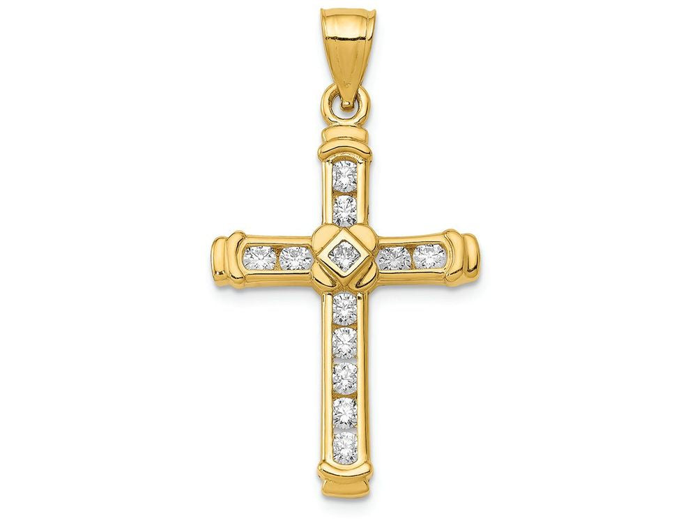 FJC Finejewelers 14k Yellow Gold CZ Cross Charm
