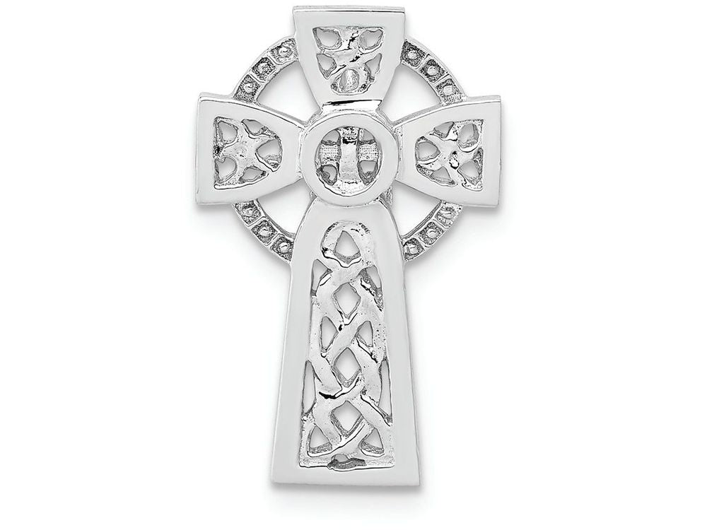 FJC Finejewelers 14k White Gold Polished Celtic Cross Chain Slide Charm
