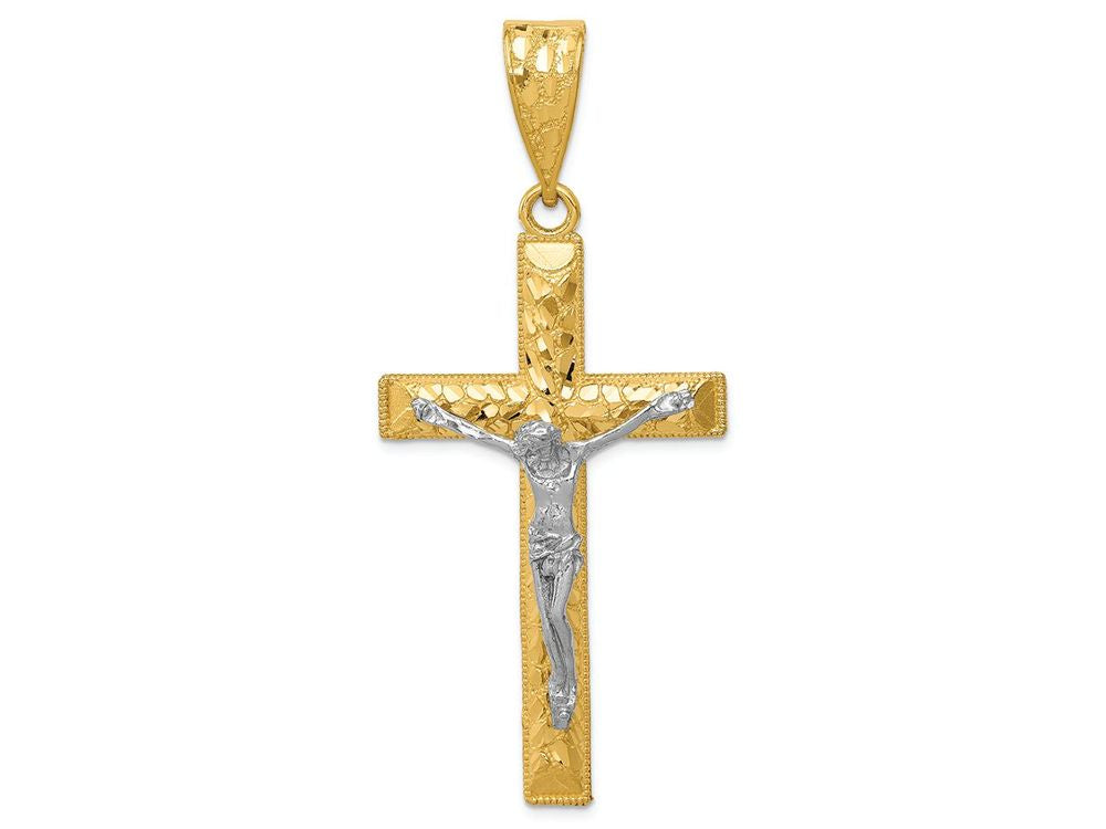 FJC Finejewelers 14k Two-tone Gold Bright Cut Crucifix Charm