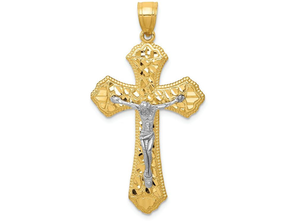 FJC Finejewelers 14k Two-tone Gold Bright Cut Passion Crucifix Charm