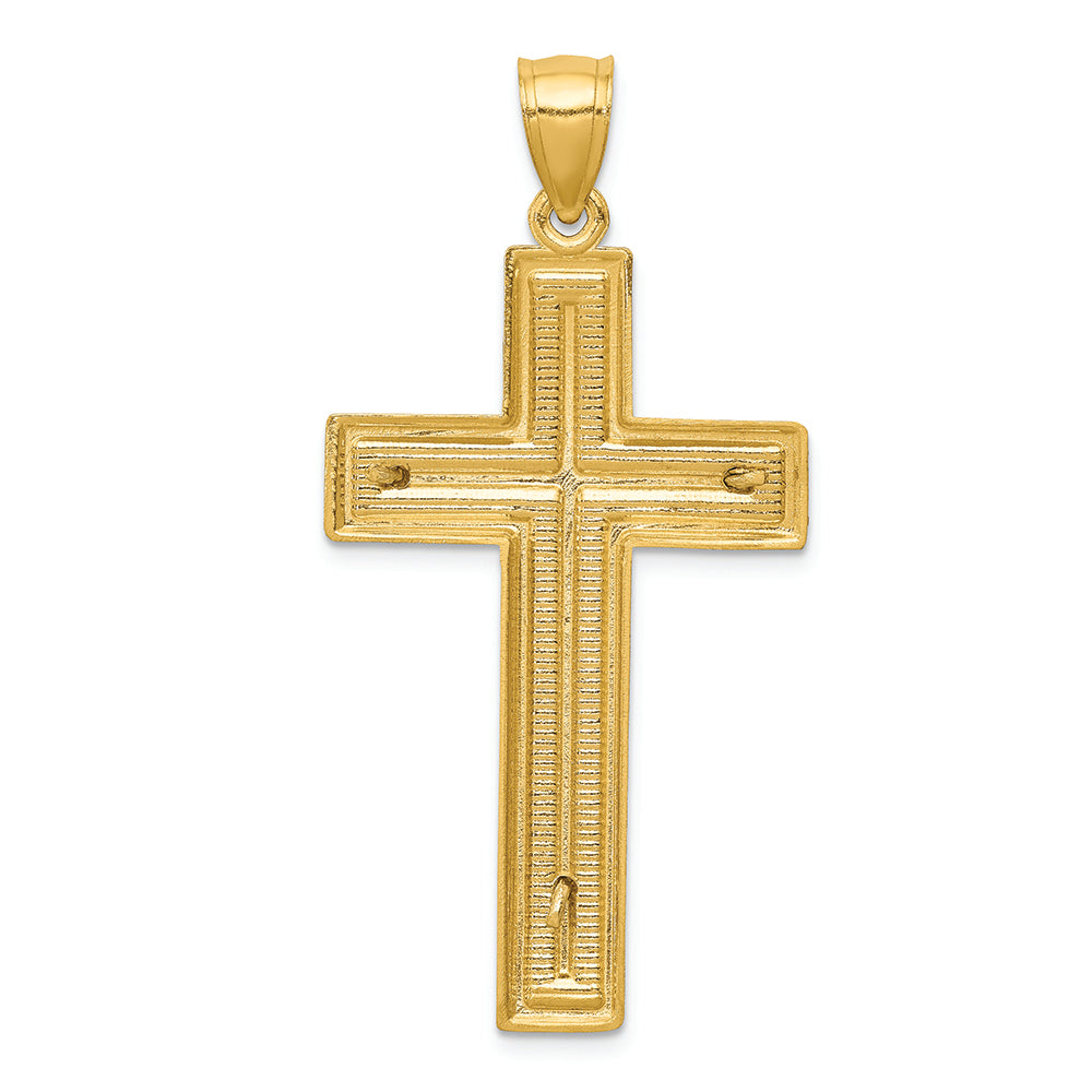FJC Finejewelers 14k Two-tone Gold Bright Cut Latin Crucifix Charm
