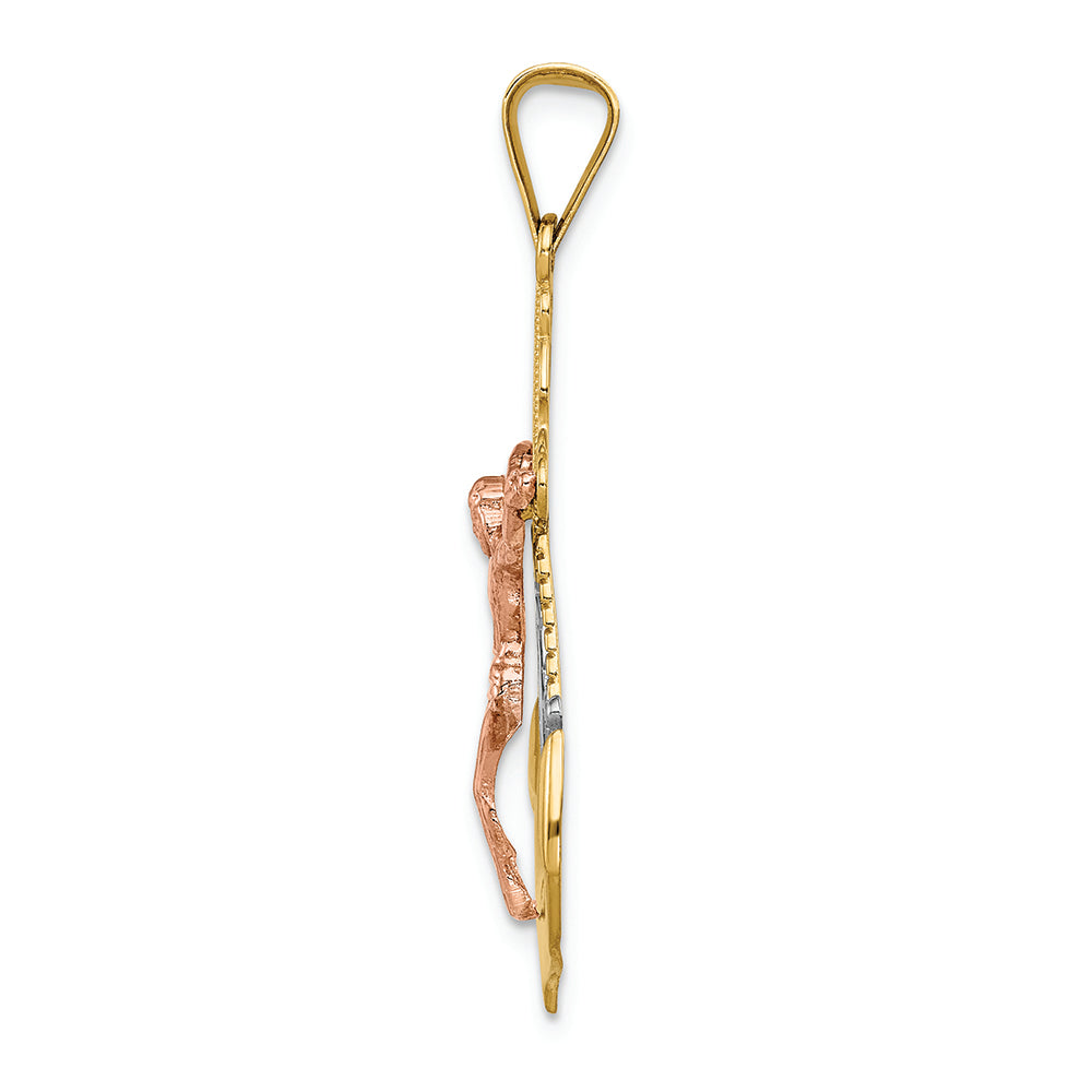 FJC Finejewelers 14 Kt Tri Color Gold Mariner Crucifix Charm
