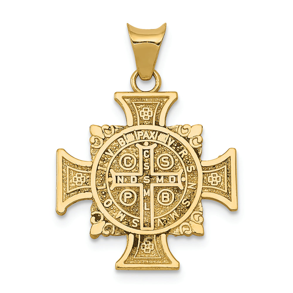 FJC Finejewelers 14k Yellow Gold with Rhodium St. Benedict Charm