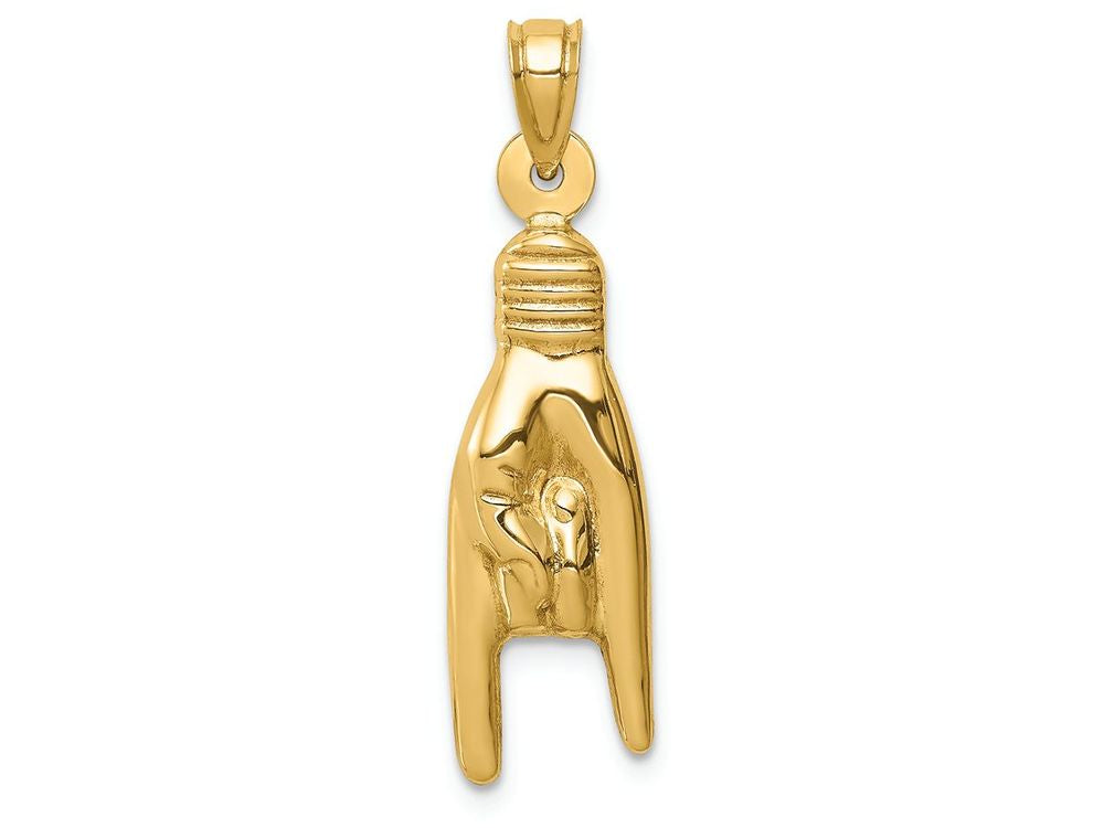 FJC Finejewelers 14k Yellow Gold Hollow Rock On Sign Charm