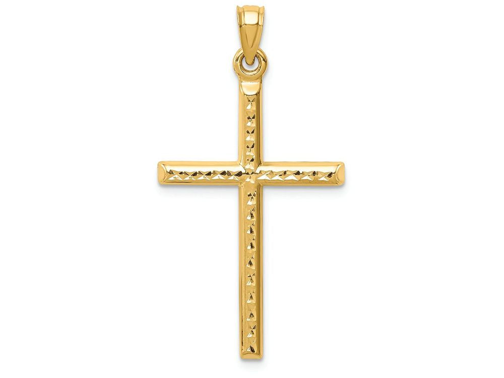 FJC Finejewelers 14k Yellow Gold Hollow Bright Cut Cross Charm