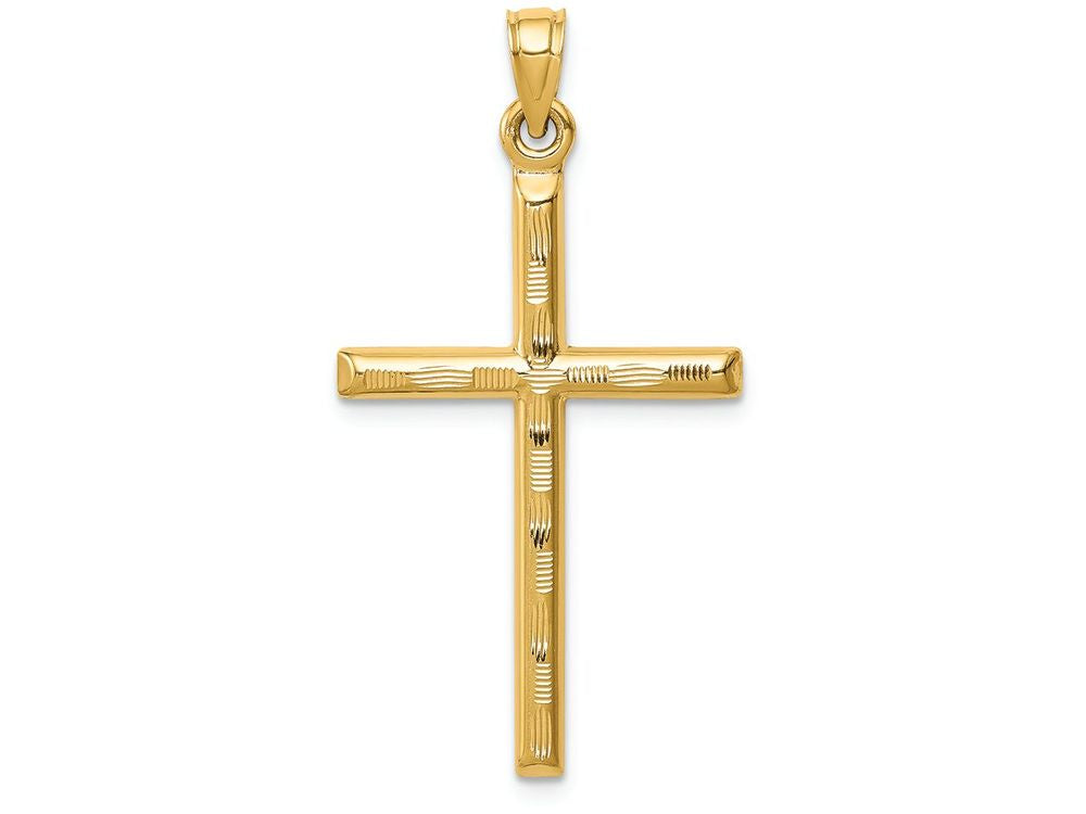 FJC Finejewelers 14k Yellow Gold Hollow Bright Cut Cross Charm