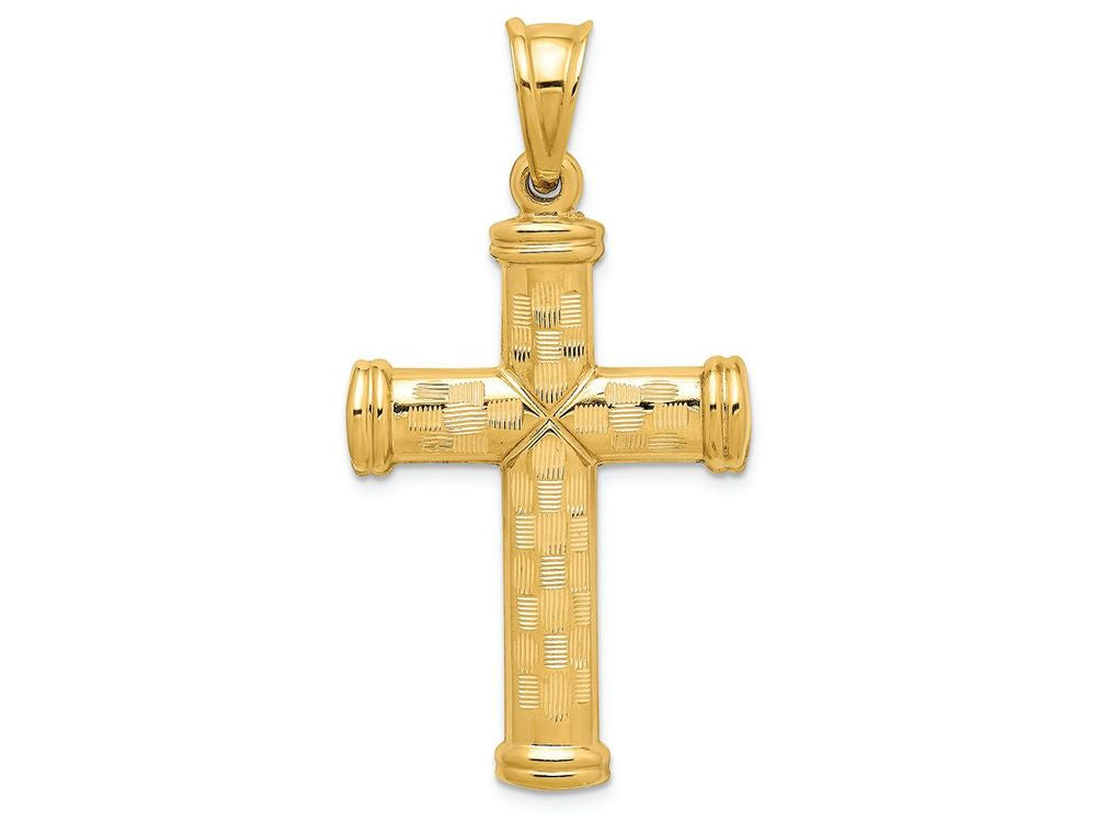 FJC Finejewelers 14k Yellow Gold Hollow Bright Cut Cross Charm