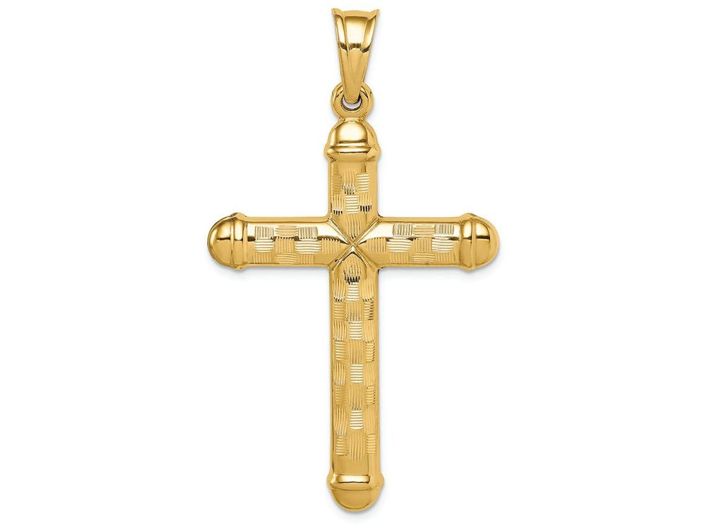 FJC Finejewelers 14k Yellow Gold Hollow Bright Cut Cross Charm