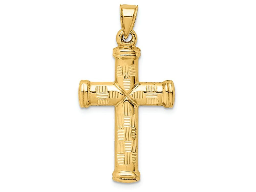 FJC Finejewelers 14k Yellow Gold Hollow Bright Cut Cross Charm