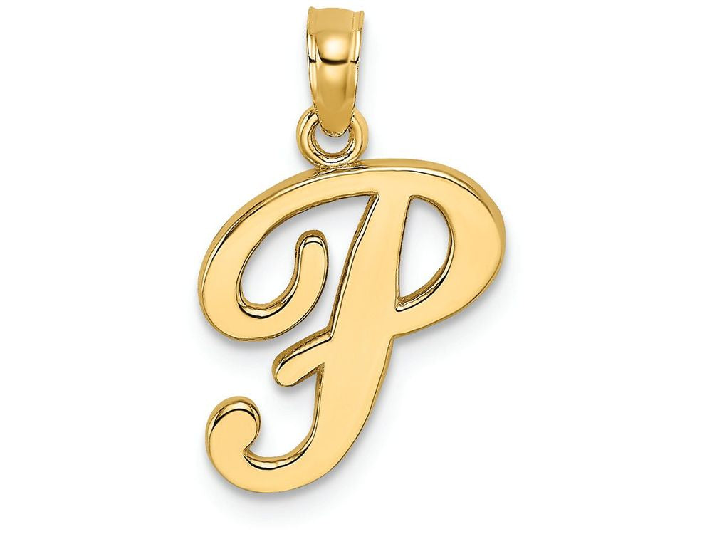 FJC Finejewelers 14k Yellow Gold P Script Initial Charm