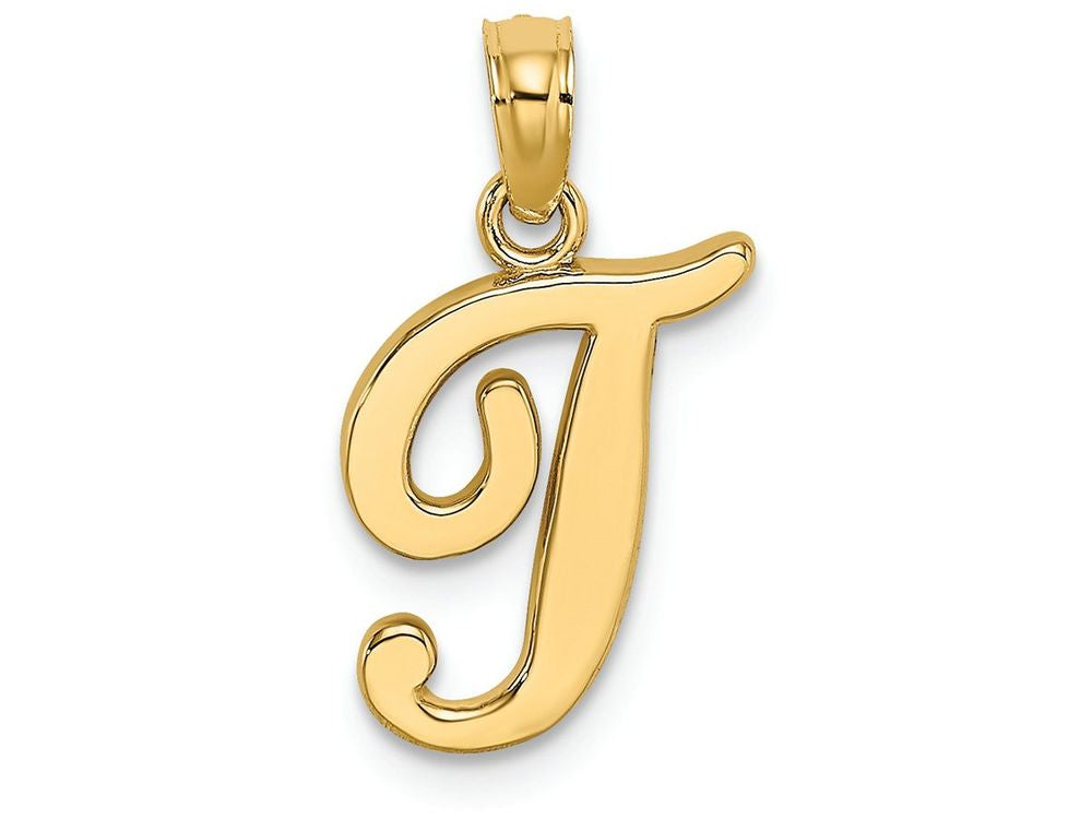 FJC Finejewelers 14k Yellow Gold T Script Initial Charm