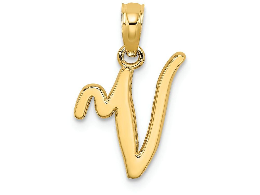 FJC Finejewelers 14k Yellow Gold V Script Initial Charm