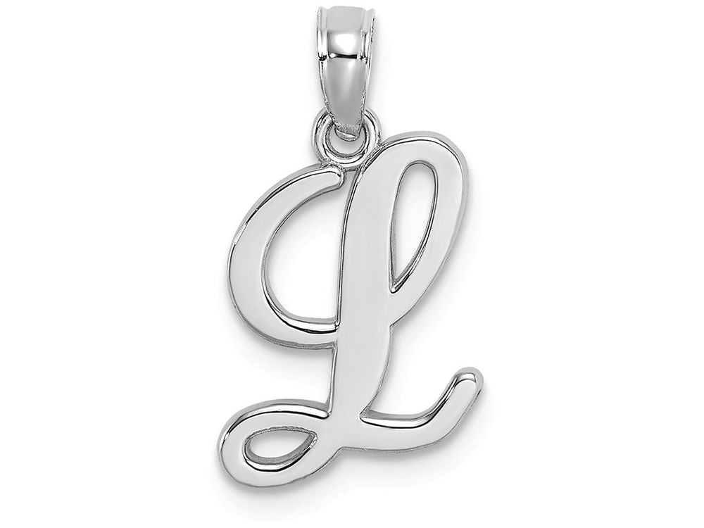 FJC Finejewelers 14k White Gold L Script Initial Charm