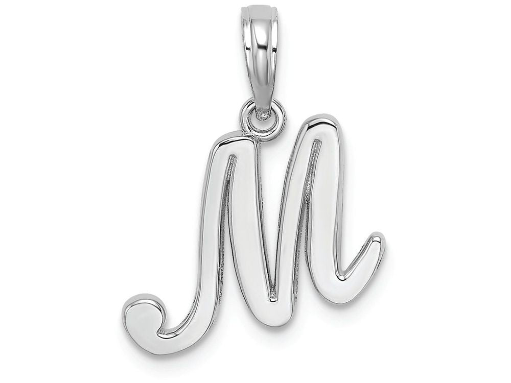 FJC Finejewelers 14k White Gold M Script Initial Charm