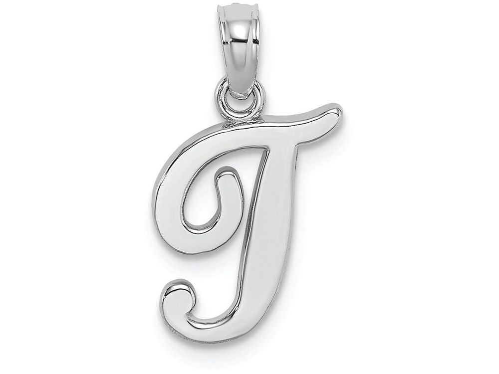 FJC Finejewelers 14k White Gold T Script Initial Charm