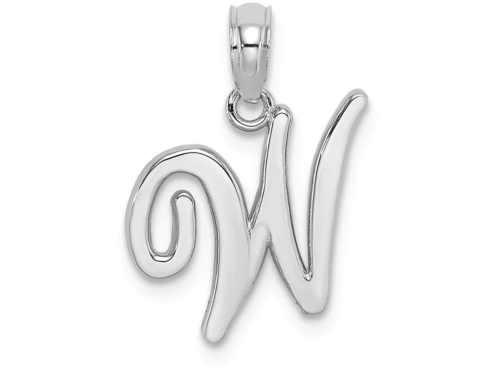 FJC Finejewelers 14k White Gold W Script Initial Charm