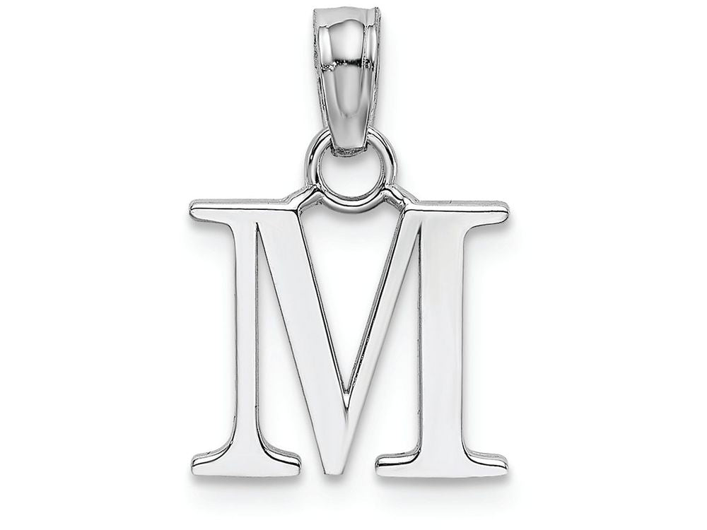 FJC Finejewelers 14k White Gold M Block Initial Charm