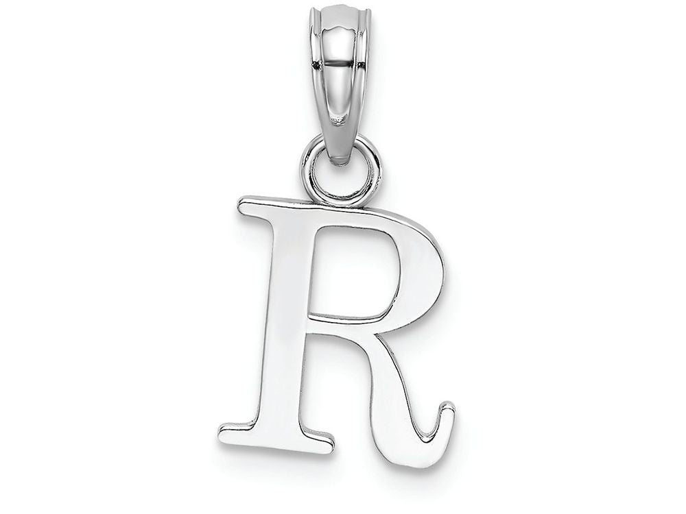 FJC Finejewelers 14k White Gold R Block Initial Charm