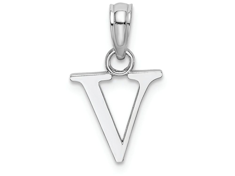 FJC Finejewelers 14k White Gold V Block Initial Charm