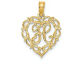 FJC Finejewelers 14k Yellow Gold H Script Initial In Heart Charm