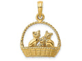 FJC Finejewelers 14k Yellow Gold 3d Cats Inside Basket Charm