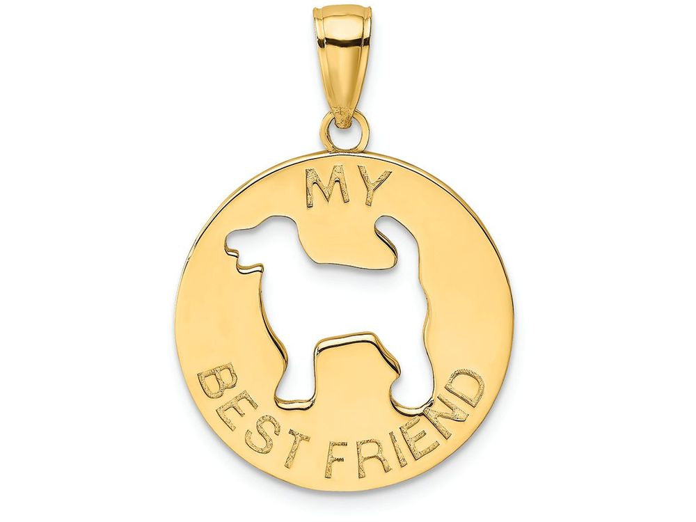 FJC Finejewelers 14k Yellow Gold My Best Friend with Dog Cut-out In Center Charm
