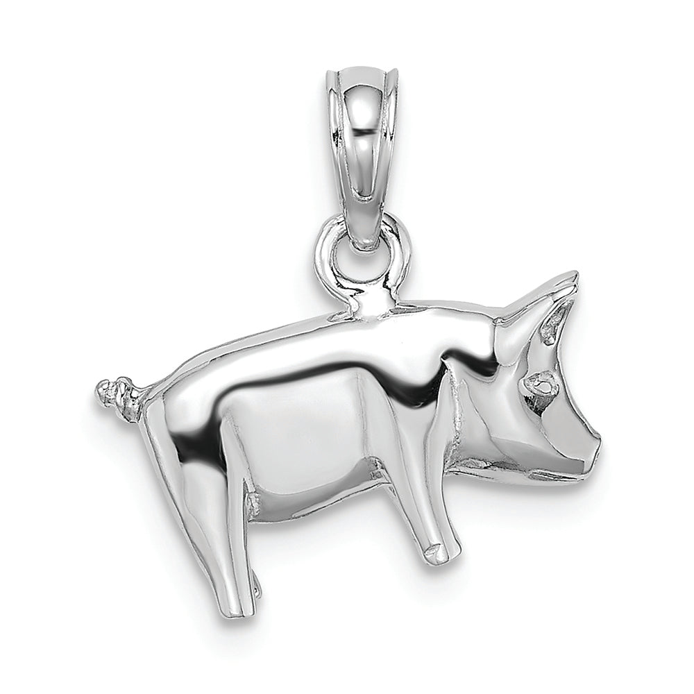 FJC Finejewelers 14k White Gold 3d Pig with Curly Q Tail Charm