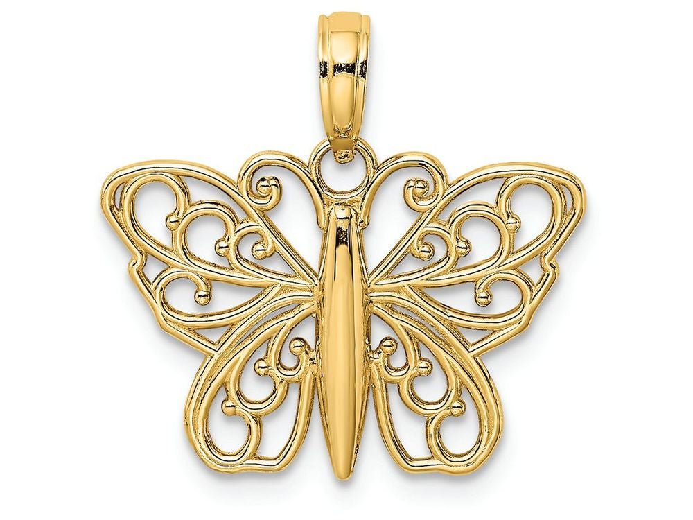 FJC Finejewelers 14k Yellow Gold Butterfly with Filigree Wings Charm